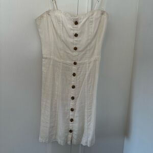 Kimchi Blue Corset White Strapless Dress with Button Detail Urban Outfitters